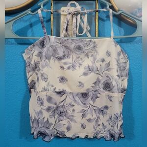 Floral Spaghetti Halter Strap Top